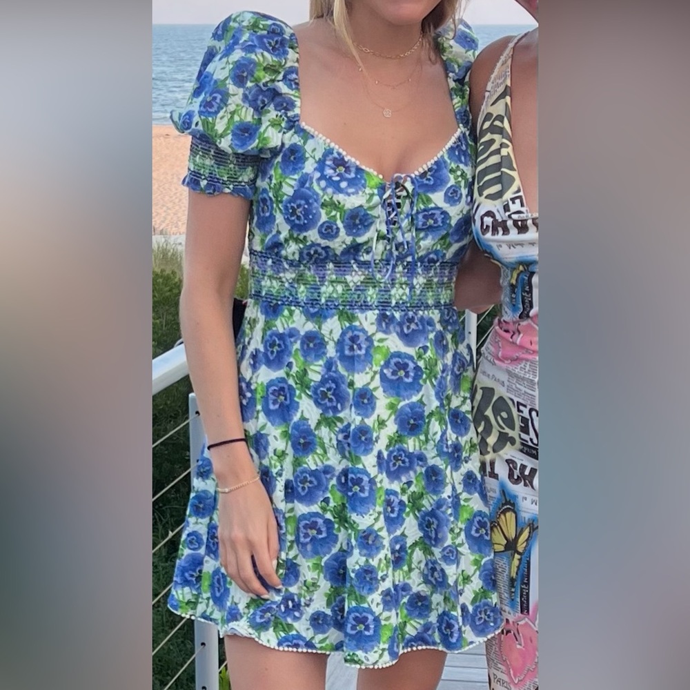 Alice + Olivia Blue and Green Floral Mini Dress - Picture 2 of 4